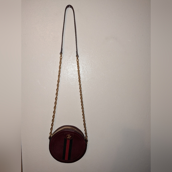 Gucci Mini Ophidia  Leather Shoulder Bag Bordeaux Red with Dustie COA EUC - Picture 5 of 15